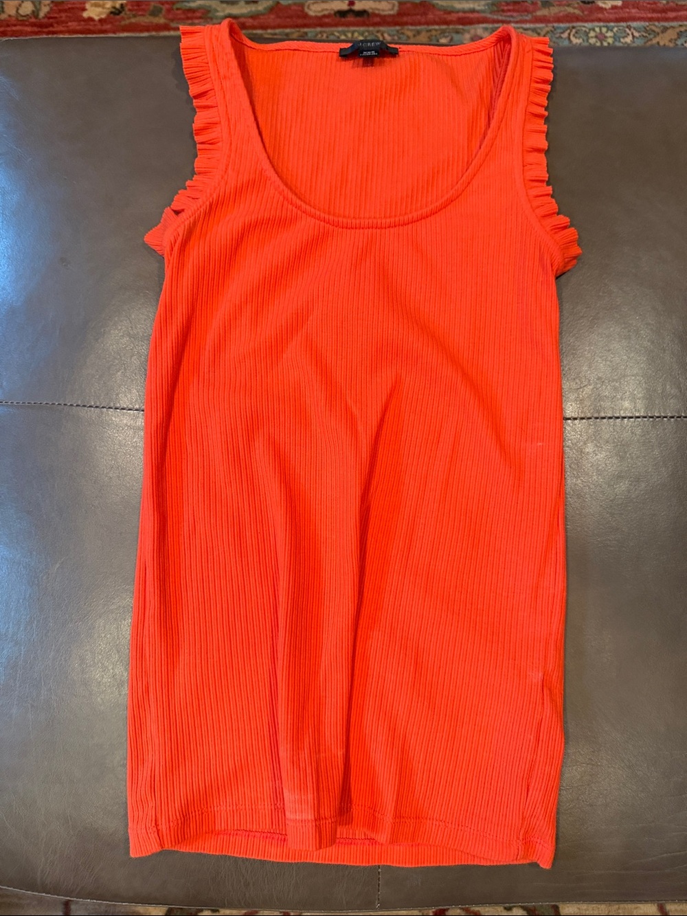 J. Crew Ribbed Tank Top in Vivid Orange-Red